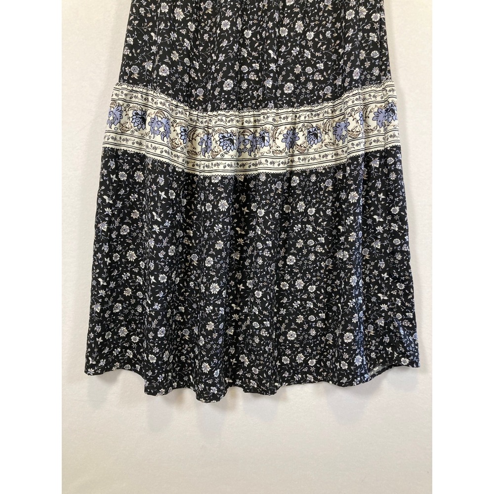 Knox Rose Black Floral Maxi Dress with Cream & Blue Trim - Picture 9 of 9
